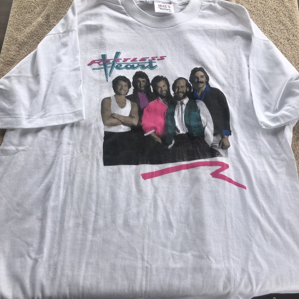 Vintage Single Stitch Restless Heart XL Teejays Concert Tour T Shirt White