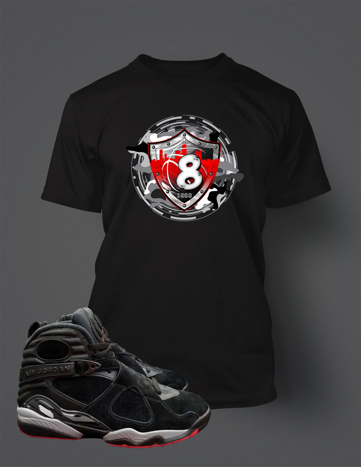 Sneaker Graphic Tee Shirt To Match AIR J8 ALTERNATE BRED Shoe Mens TShirt gallery