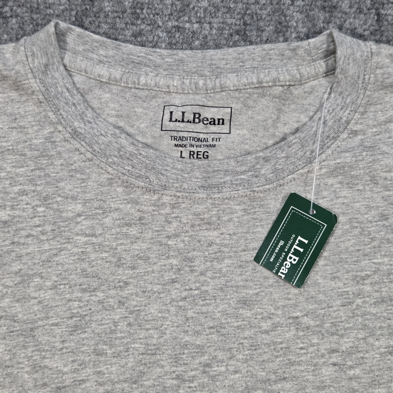 NWT L.L. Bean Carefree Unshrinkable Tee Shirt Mens Large Traditional Fit Gray LS gallery