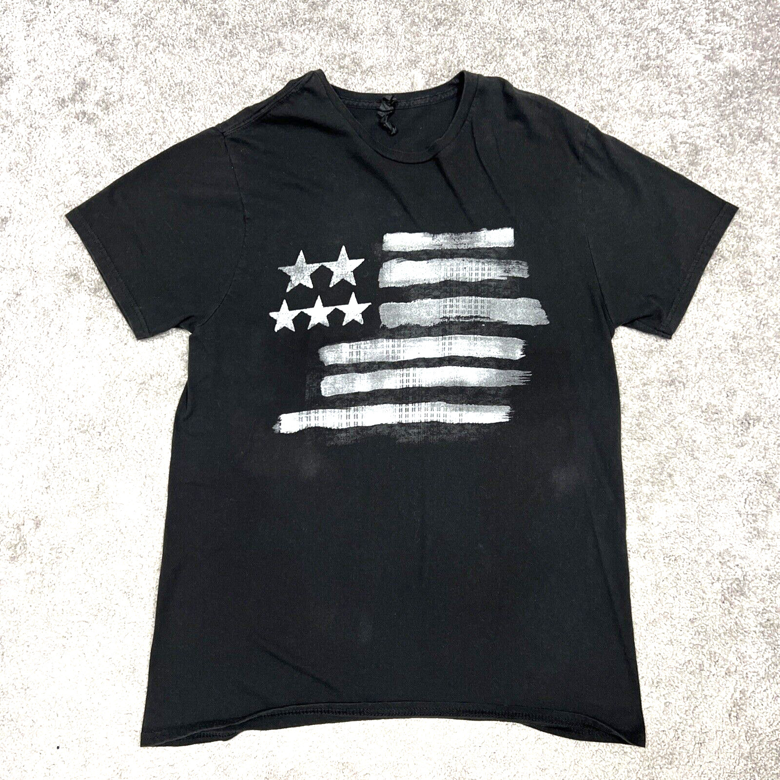 Patriotic Flag Men’s Large Pullover T-Shirt Short Sleeve Graphic Tee Black