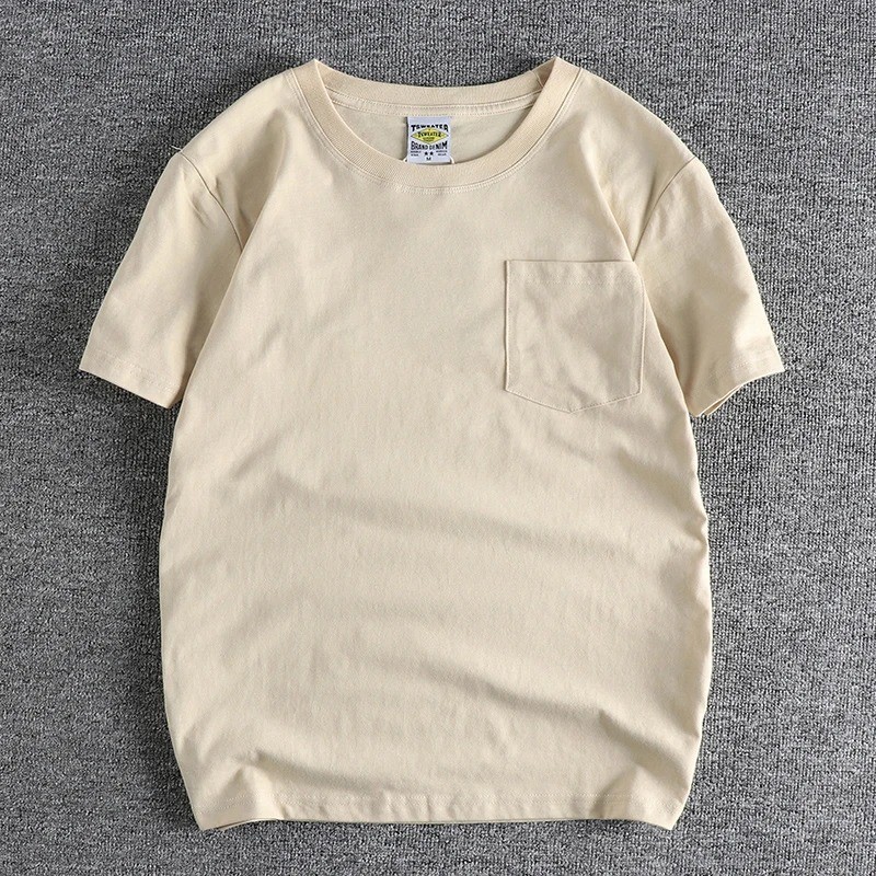 Simple Design Cotton Pocket Washed T-Shirt for MenBasic Style with Pure Color gallery