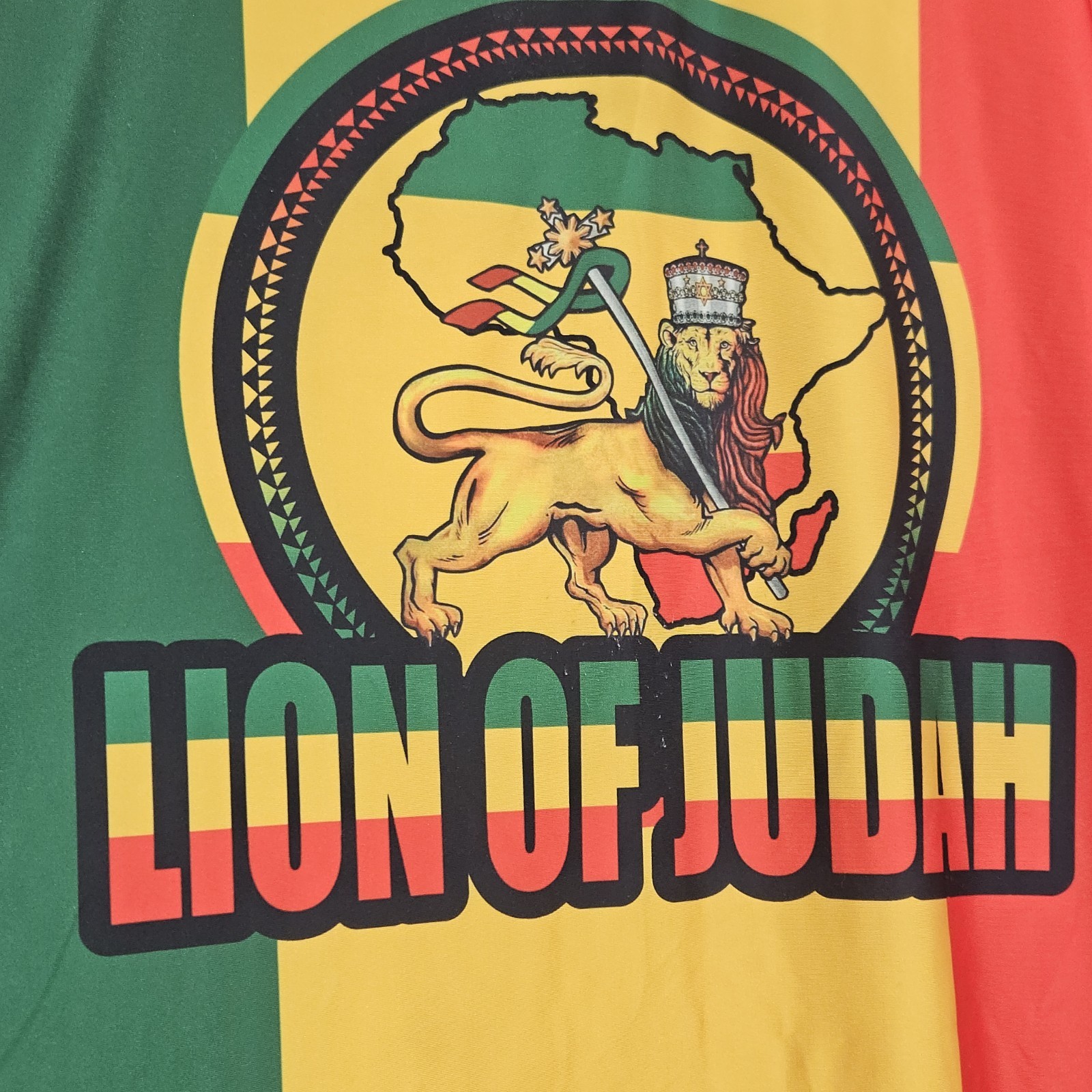 Lion of Judah Men's Graphic Print Shirt Red Green Gold Short Sleeve Rastafari gallery