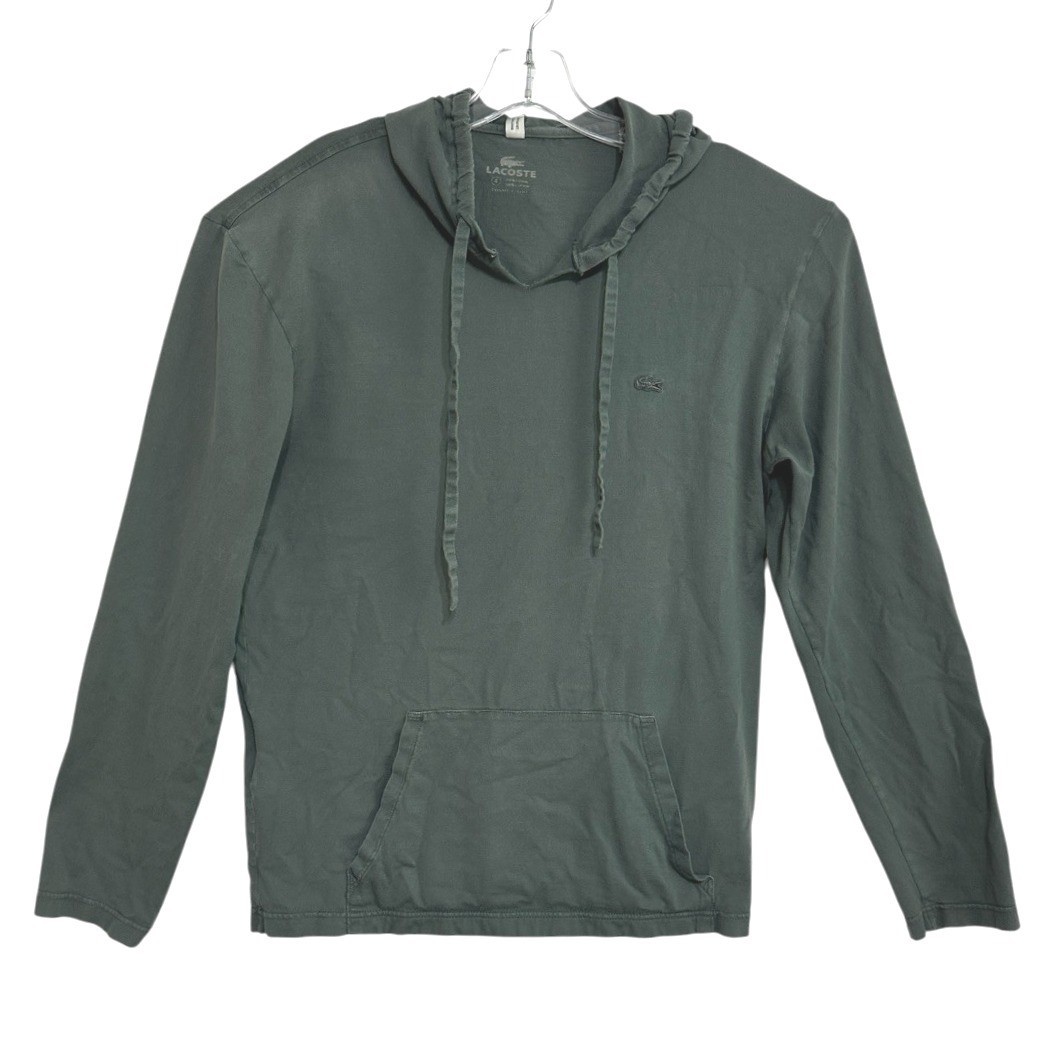 Lacoste Hoodie Mens Army Green Long Sleeve Kangaroo Pocket Retro Sporty 4/M gallery