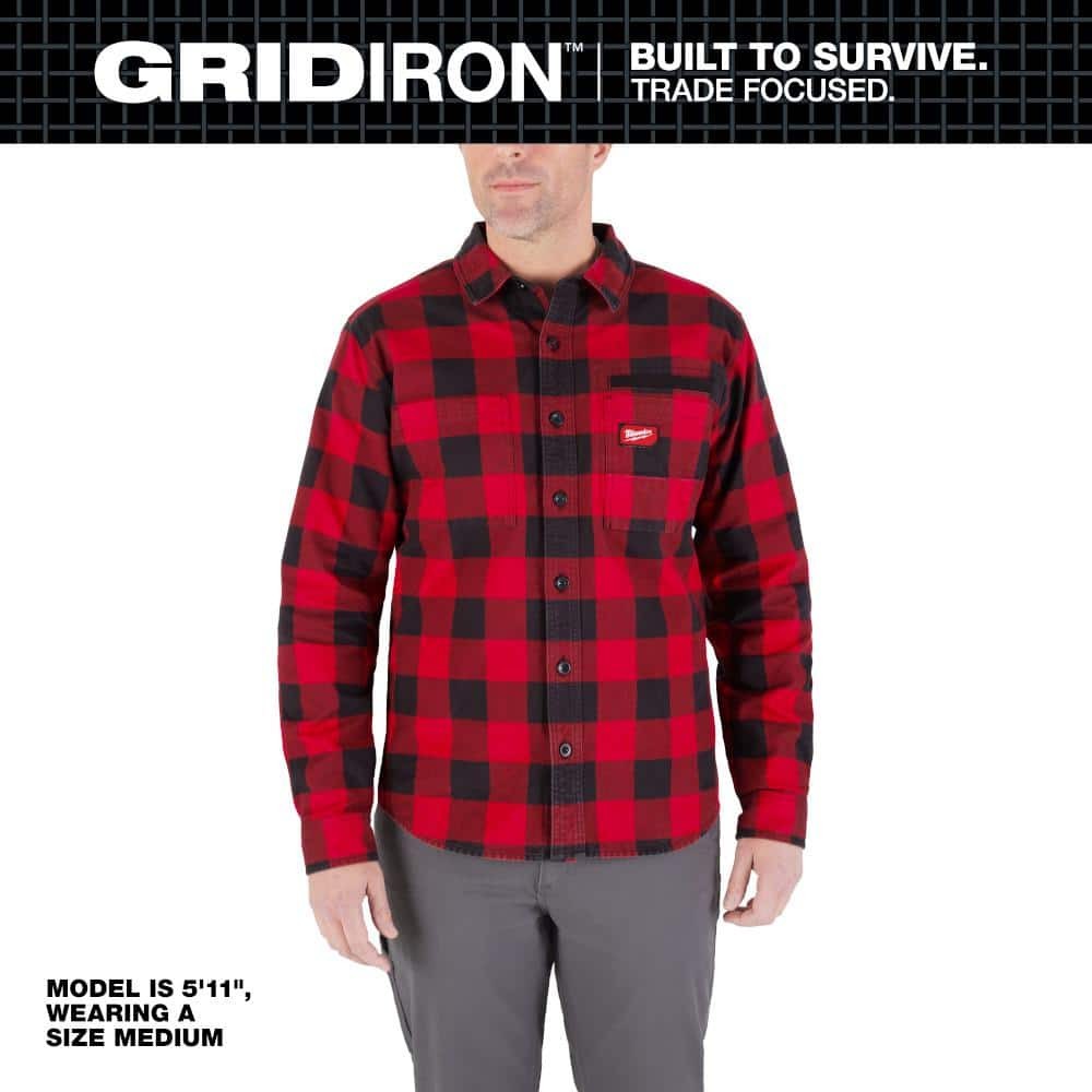 Milwaukee Men's Large Red GRIDIRON Flannel Shirt gallery