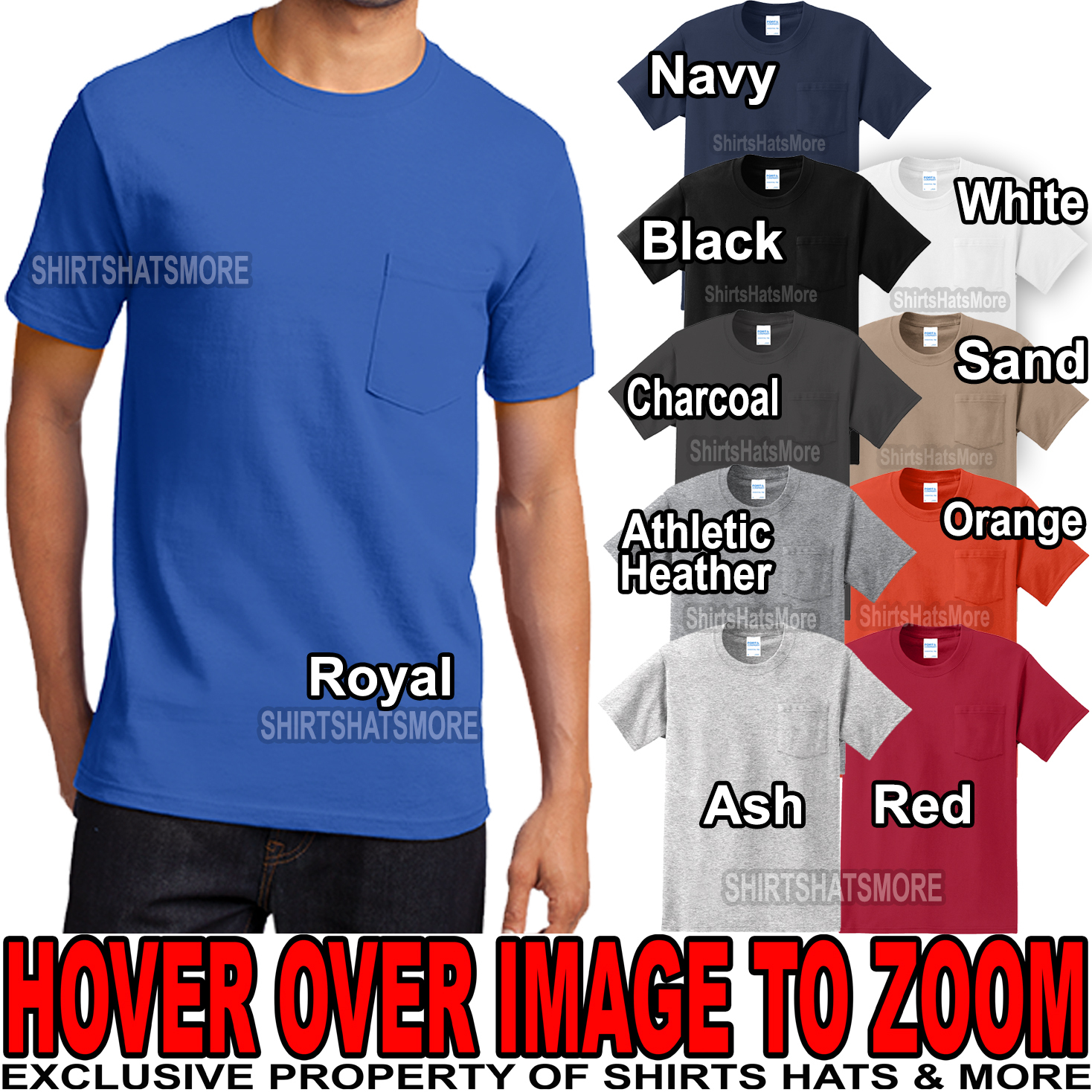 Mens Tall T-Shirt with Pocket PRESHRUNK Heavy Cotton LT XLT, 2XLT, 3XL, 4XLT NEW gallery