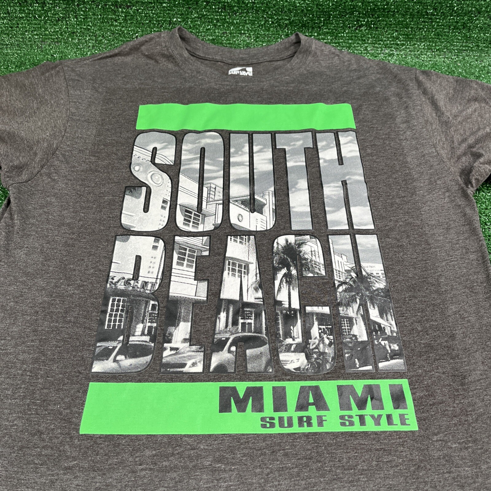Surf Style South Beach Miami Dark Gray Graphic T-Shirt Size Mens Large gallery