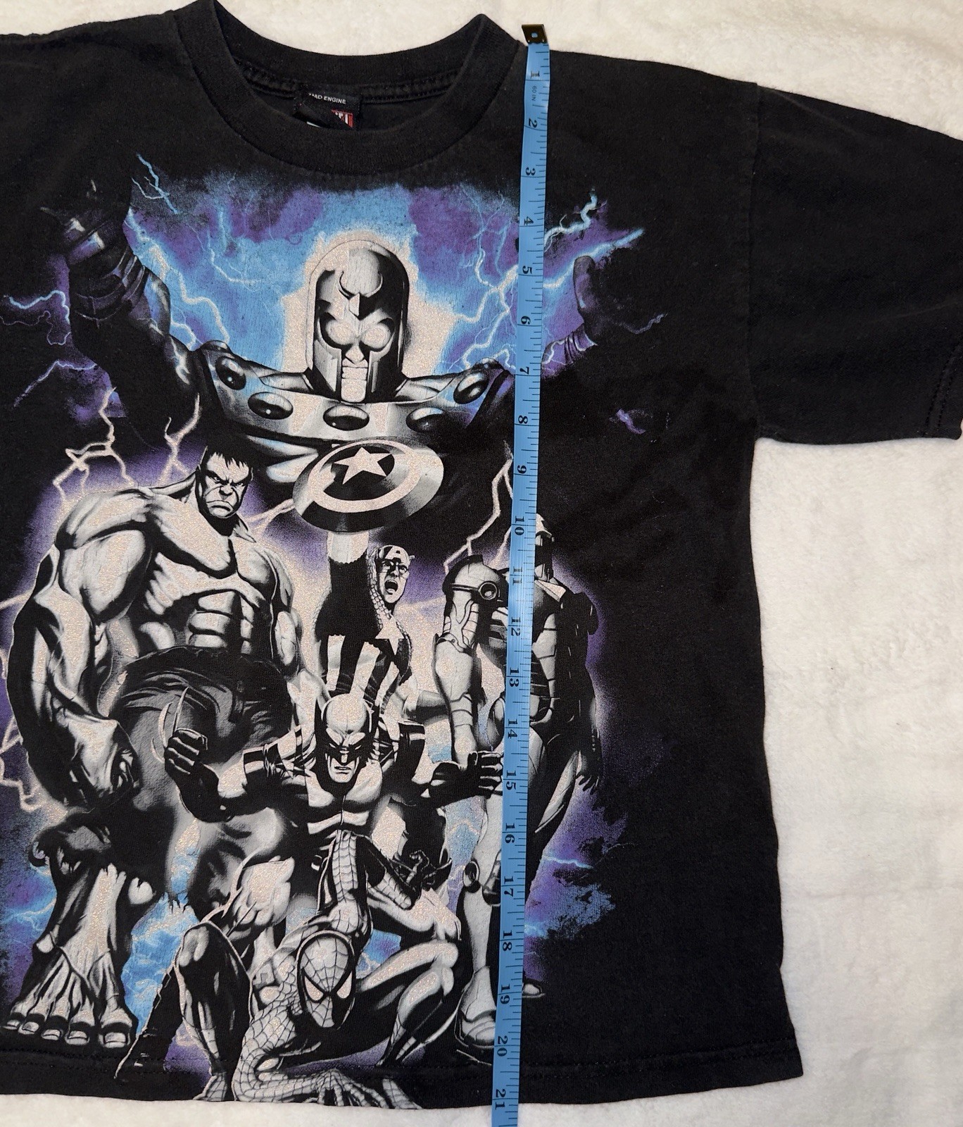 Y2K Kids Black Marvel Universe Graphic Print Crew Neck Short Sleeve T-Shirt gallery