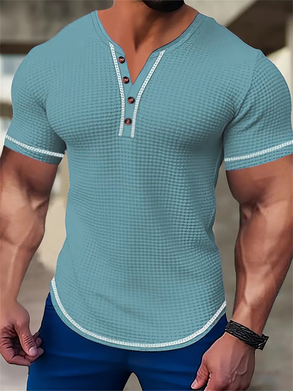 Men's Muscle V-Neck T Shirt Short Sleeve Shirt Gym Workout Athletic Tee Shirts gallery