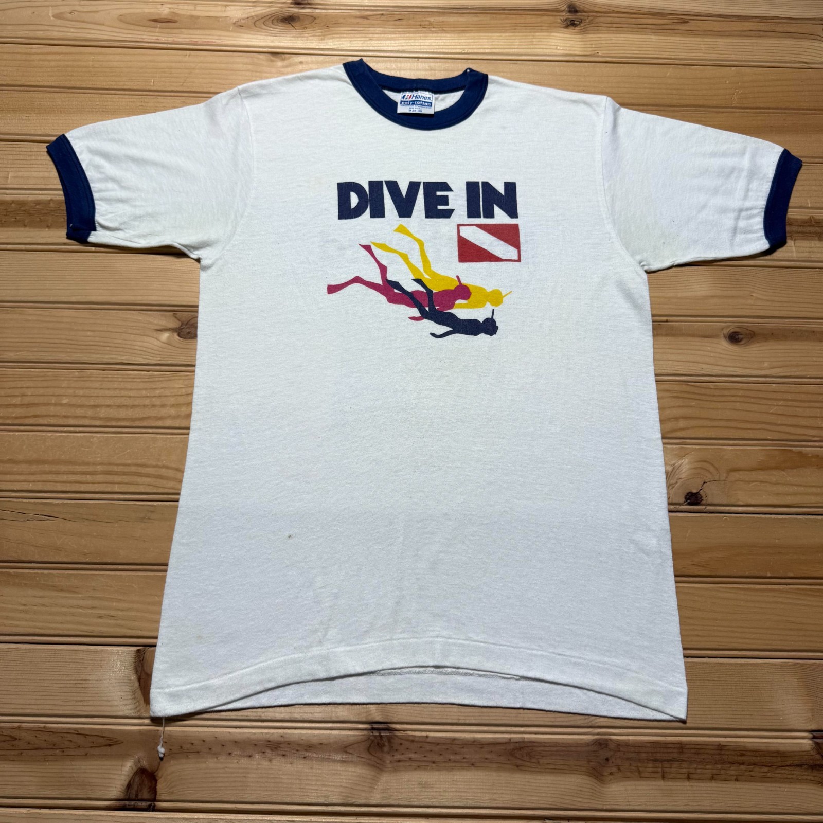 Vintage 70s Hanes Dive In Scuba Diving MS Southward Ringer T-Shirt USA – Medium