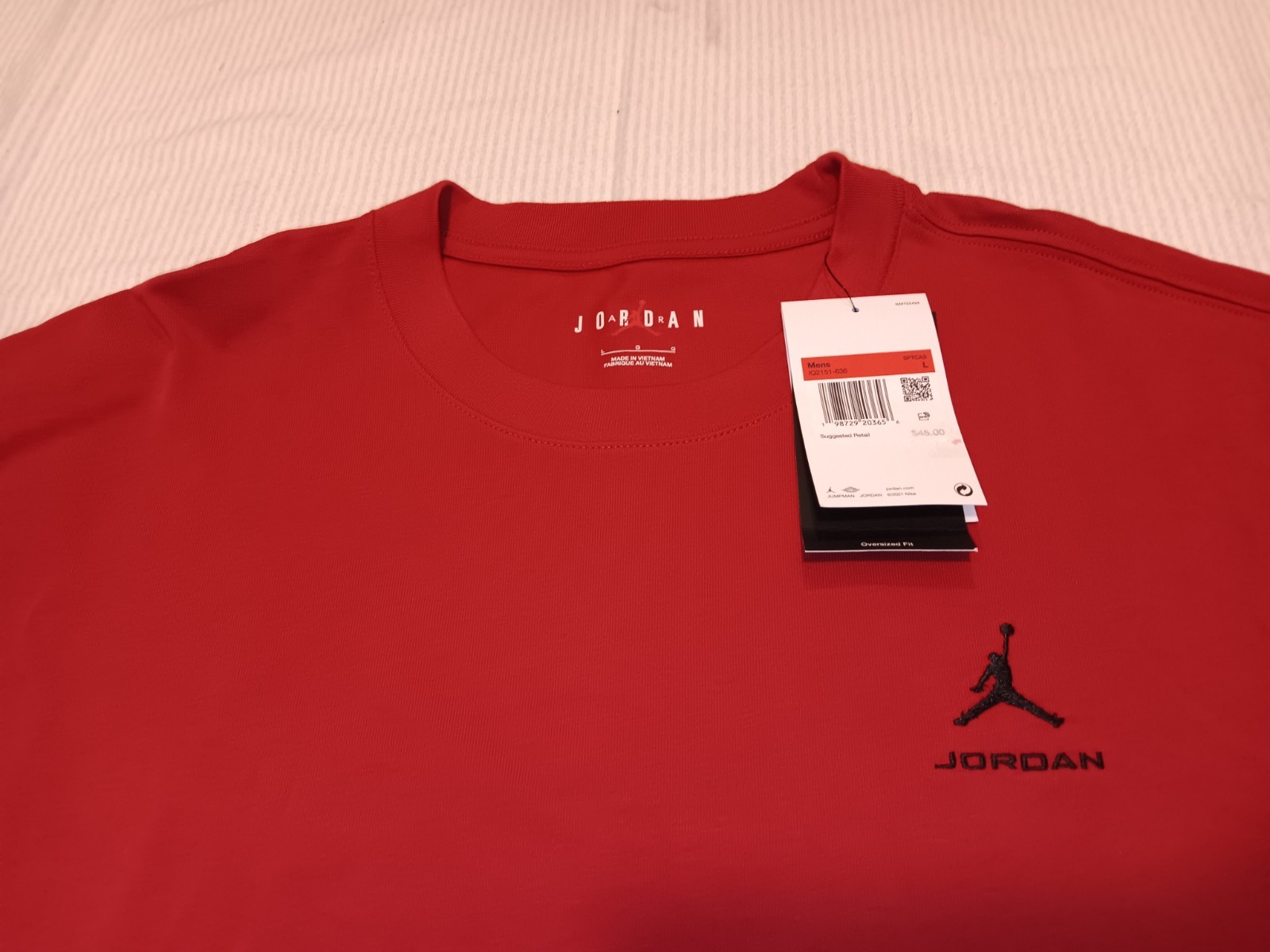 NWT Nike Air Jordan Men's Oversized 23 Black Cat Shirt Red Size Large gallery