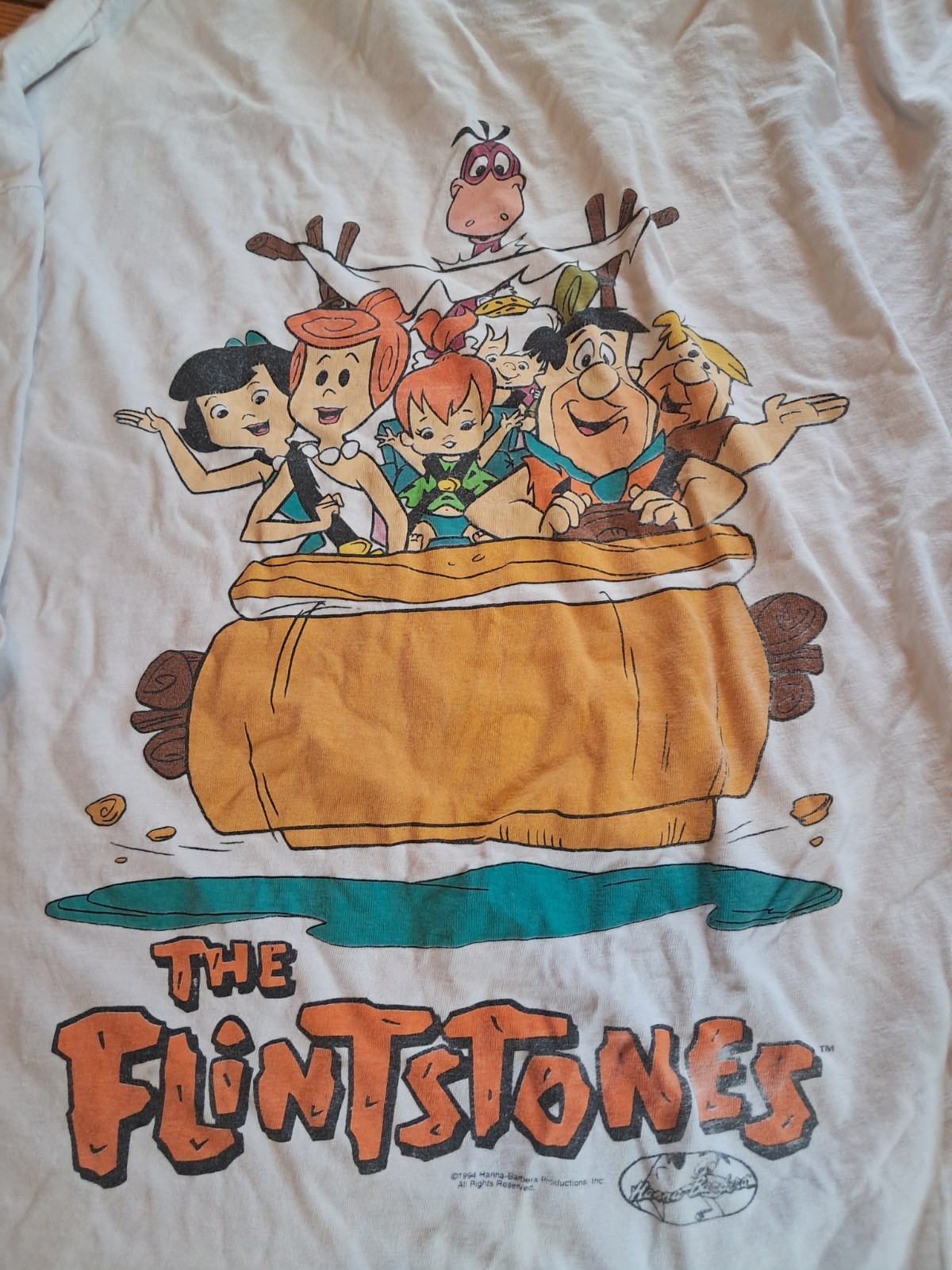 Vintage 90’s The Flintstones Cartoon White Tee Shirt XL 100% Cotton J5 gallery