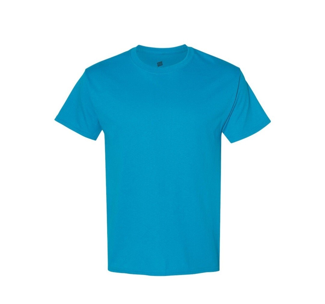 Hanes Mens EcoSmart Crewneck Comfort Blend T-Shirt. Size XL , Teel / Pink, 2-Pk gallery