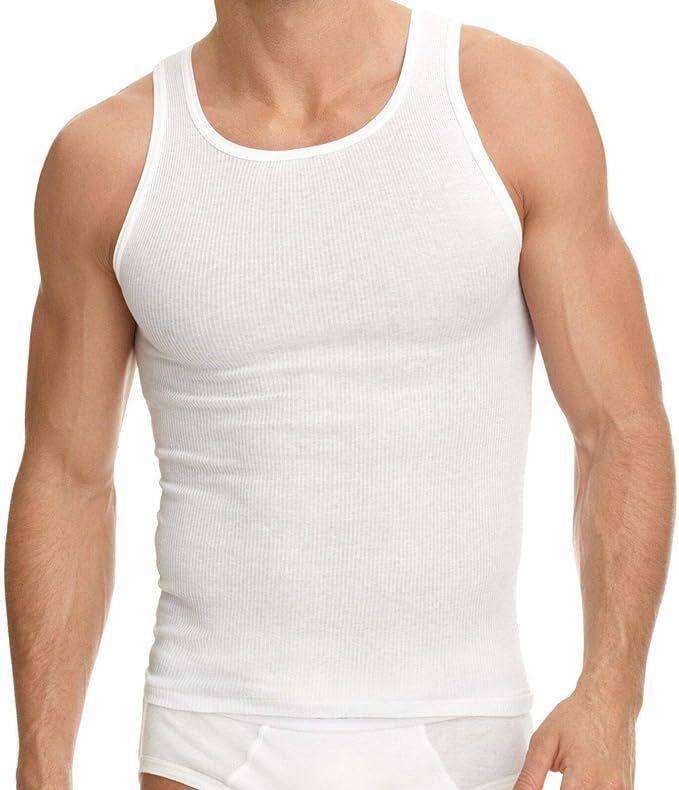 2 , 6 Packs Men's Basic A-Shirts 100% Cotton Size Up to 4XL gallery