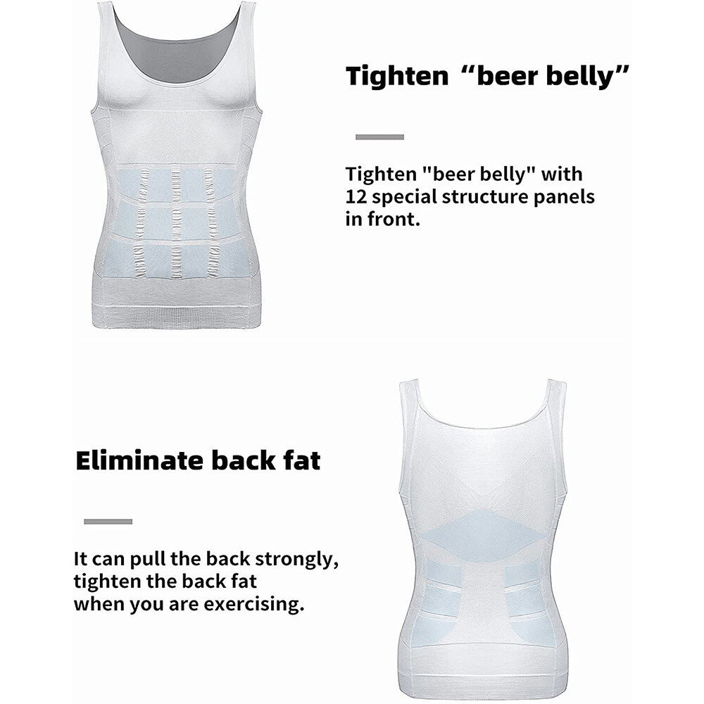 Men Slimming Body Shaper Abs Abdomen Compression Vest Workout Tank Tops Shirts gallery