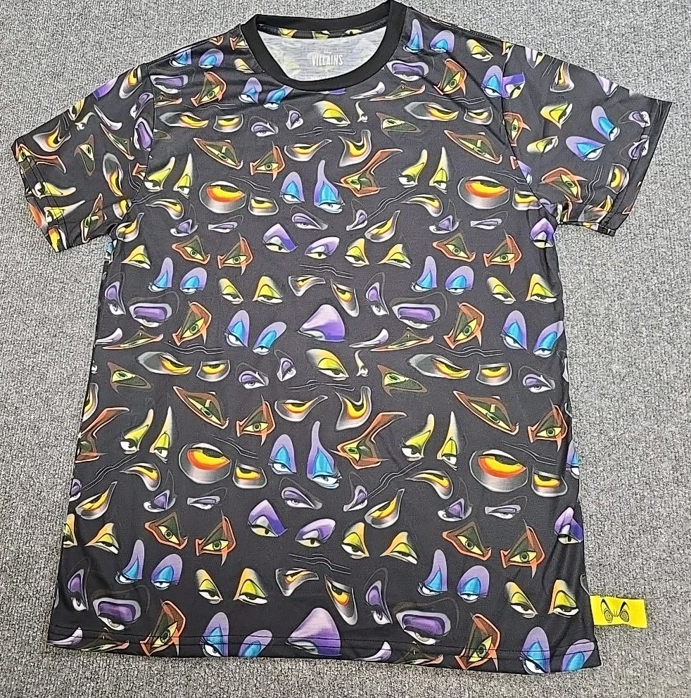 Disney Villains X Heidi Klum T Shirt Men’s Large Eyes All Over Graphic Short…