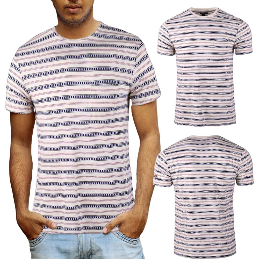 Beautiful Giant Men's Fashion Striped Pocket T-shirt Crewneck Regular CREAM/BLUE gallery