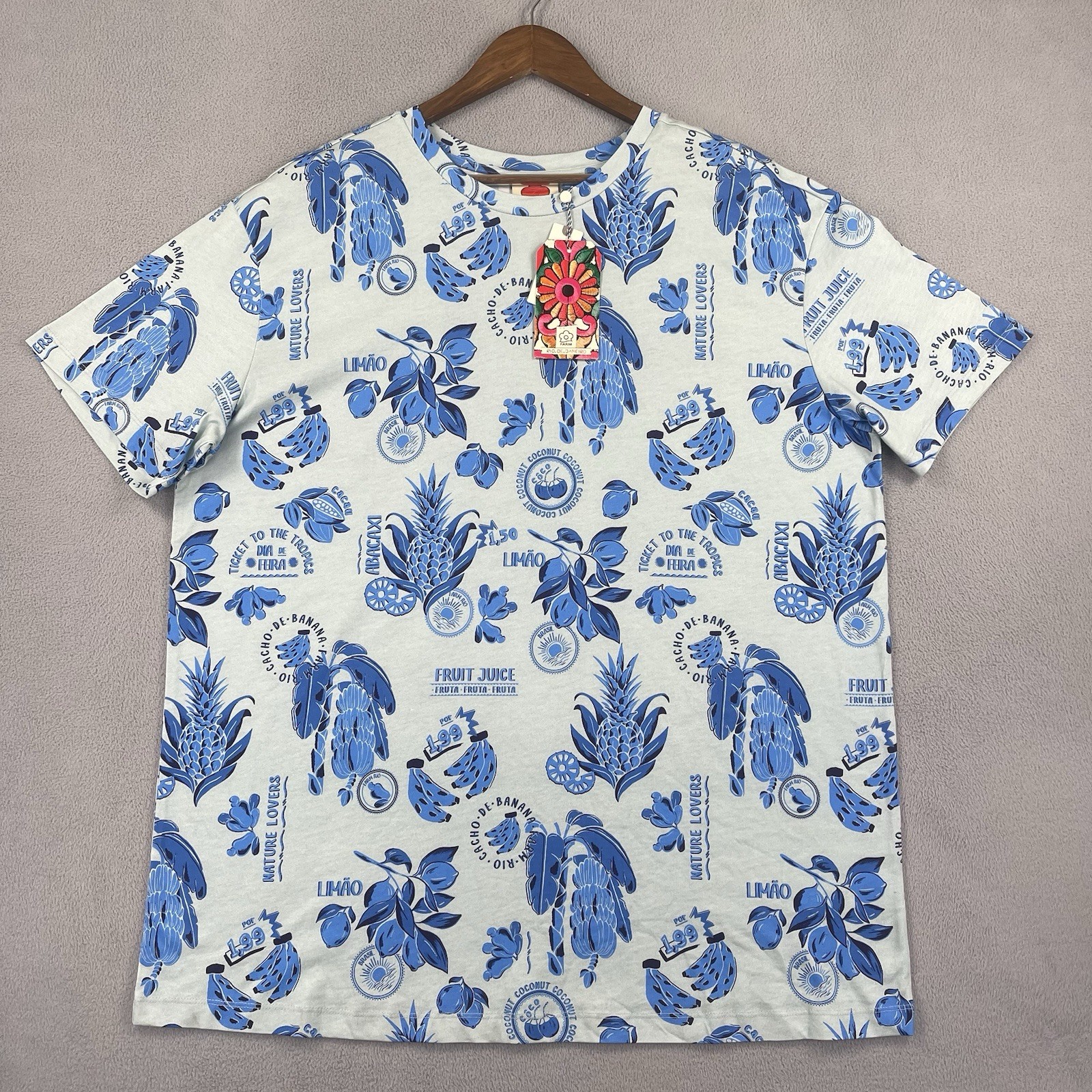 Farm Rio Shirt Mens XL Floral Fruta Anthropologie Short Sleeve Tee Designer NWT