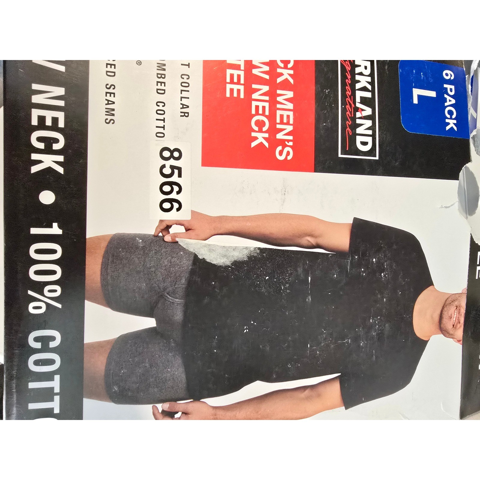 Kirkland Signature Crew Neck Tee Shirts Mens L Black 6 Pack 100% Cotton Tagless gallery