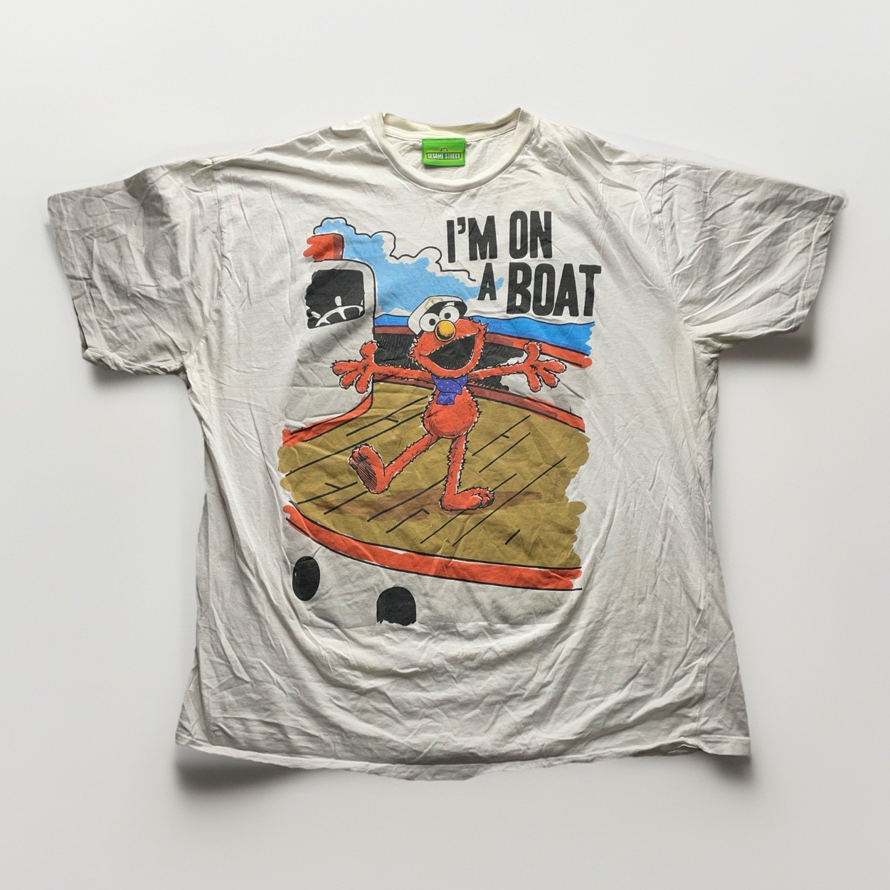 Vintage Sesame Street Elmo Im On A Boat Graphic Short Sleeve T Shirt Men’s 2XL gallery
