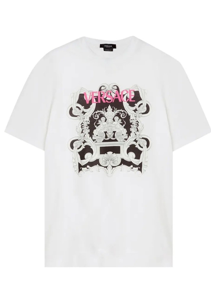 NWT Men’s Versace Silver Baroque T-shirt White Short Sleeve Size 2XL