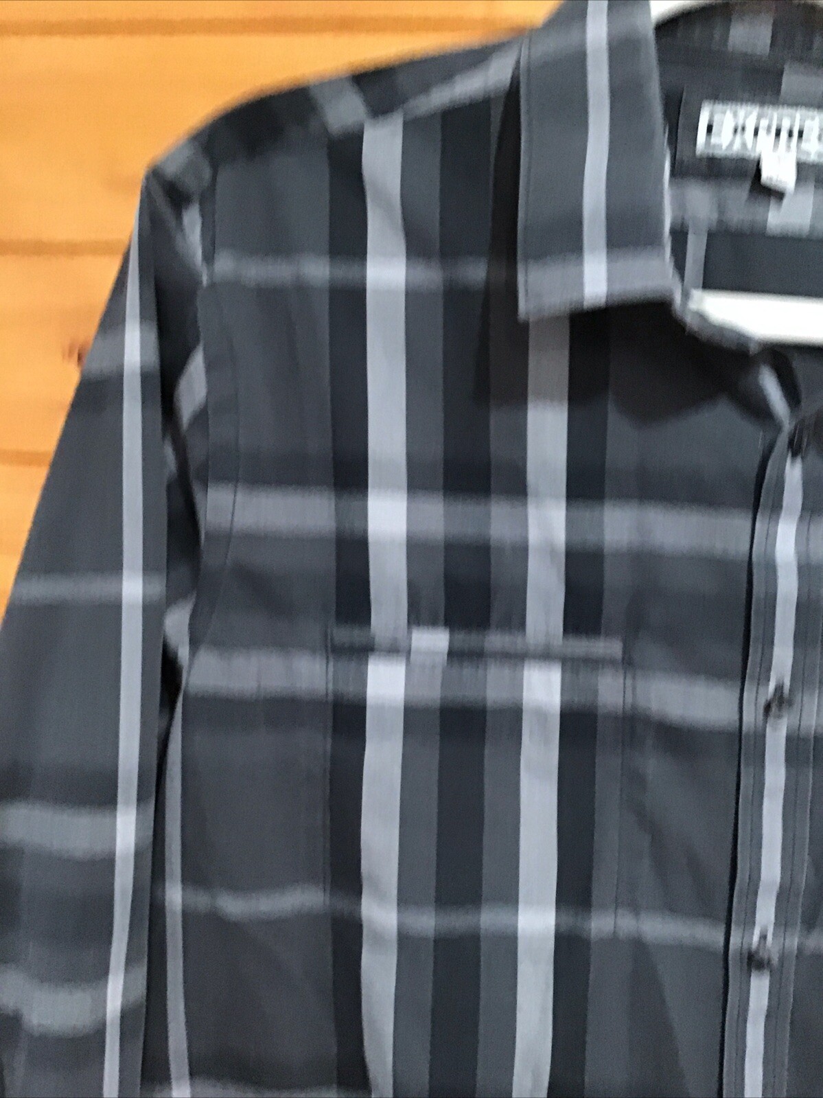 Express Gray Dress Shirt Button Down Size Large Fitted 16-16.5 gallery