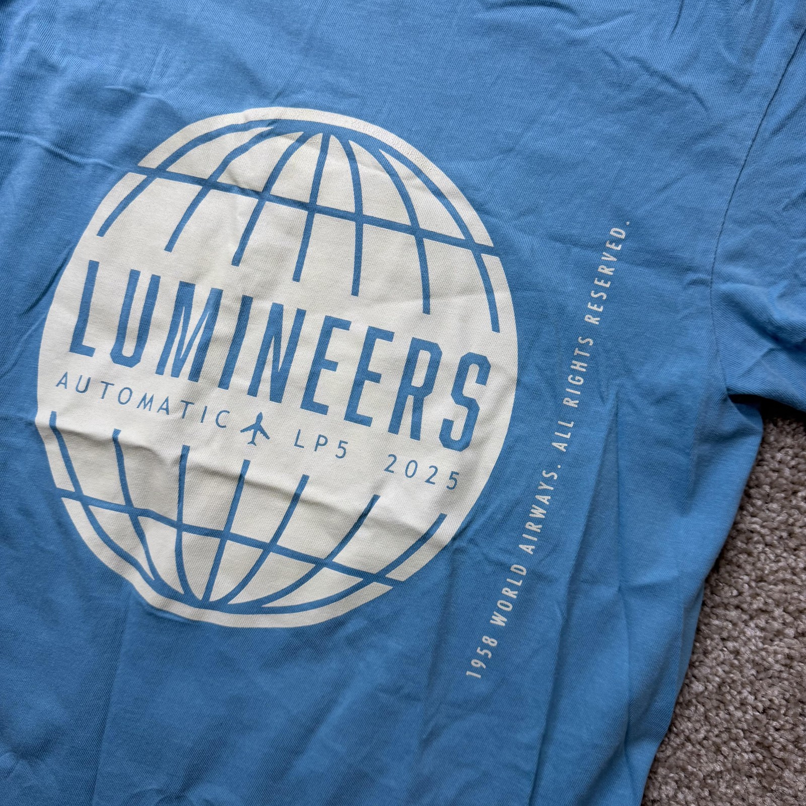 Lumineers Automatic LP5 Shirt Mens Small Blue Comfort Colors World Tour 2025 gallery