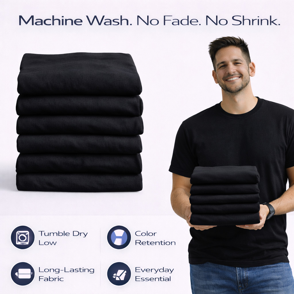 BILLIONHATS 6 Pack Mens Bulk Big Tall Short Sleeve Cotton T-Shirt Bulk (5XL) gallery