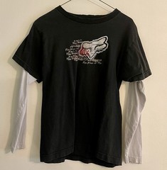 Fox Racing Long Sleeve Distressed T-Shirt, Size, Medium Black And Gray