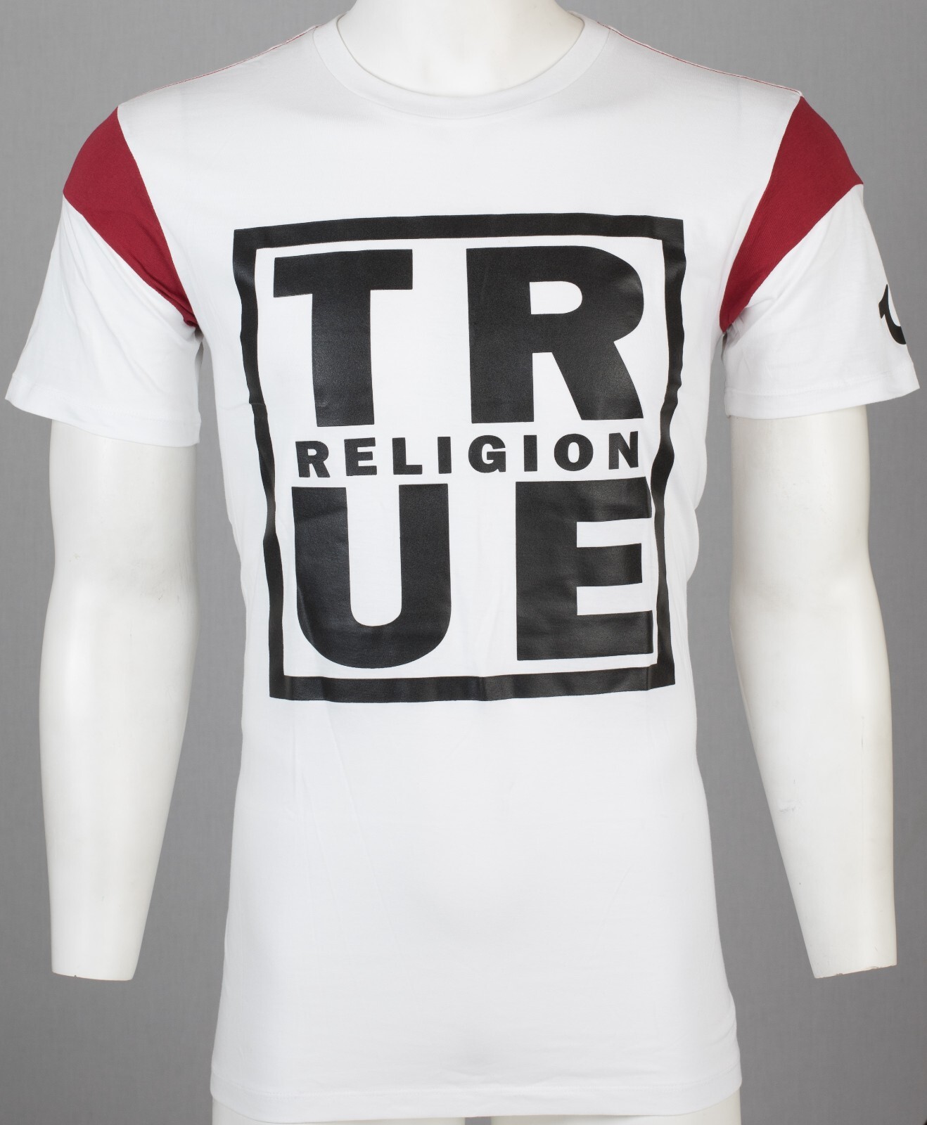 $79 TRUE RELIGION White SQUARE FOOTBALL Short Sleeve Designer Graphic T-shirt gallery