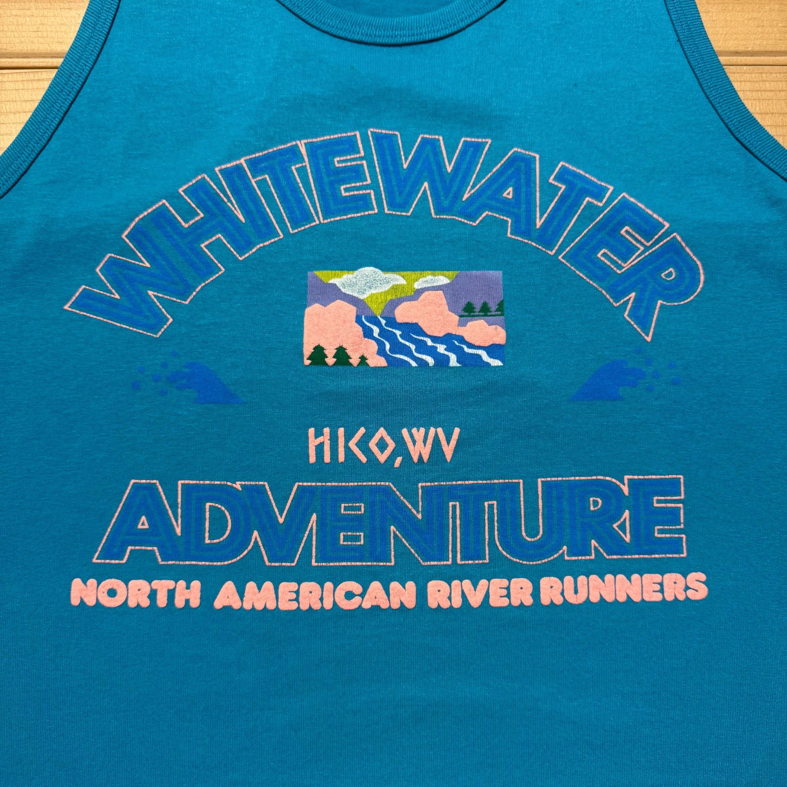 Vintage 80s Whitewater Adventure Hico West Virginia River Tank Top Shirt - Large gallery