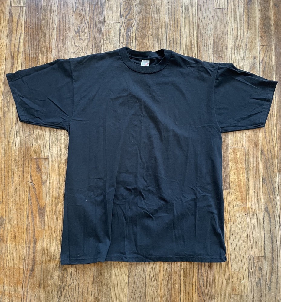 Vintage 90s Jerzees 50/50 Heavyweight Blank T-Shirt Black Made in USA XL