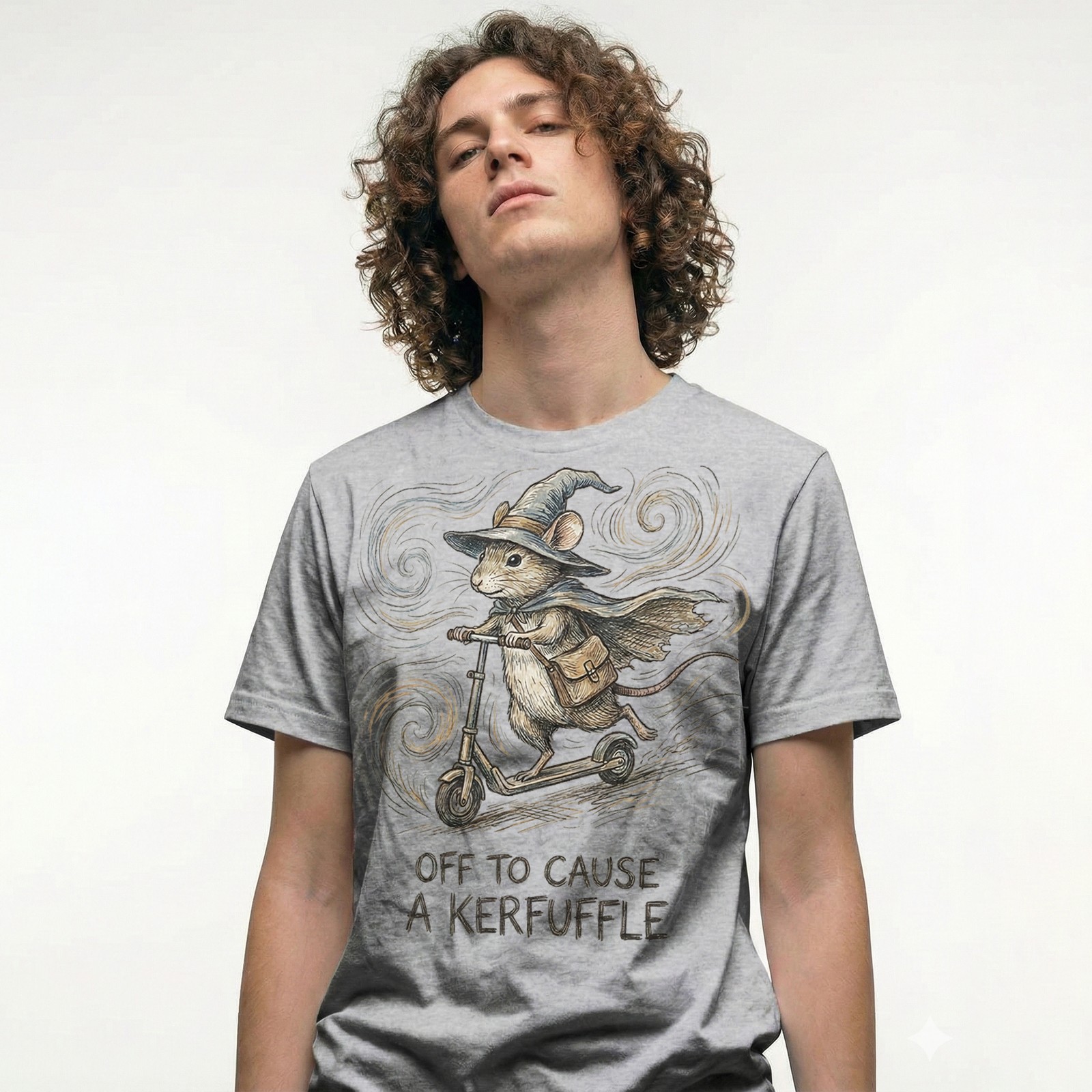 Wizard Mouse Off To Cause A Kerfuffle T-Shirt Vintage Retro Tee Gift