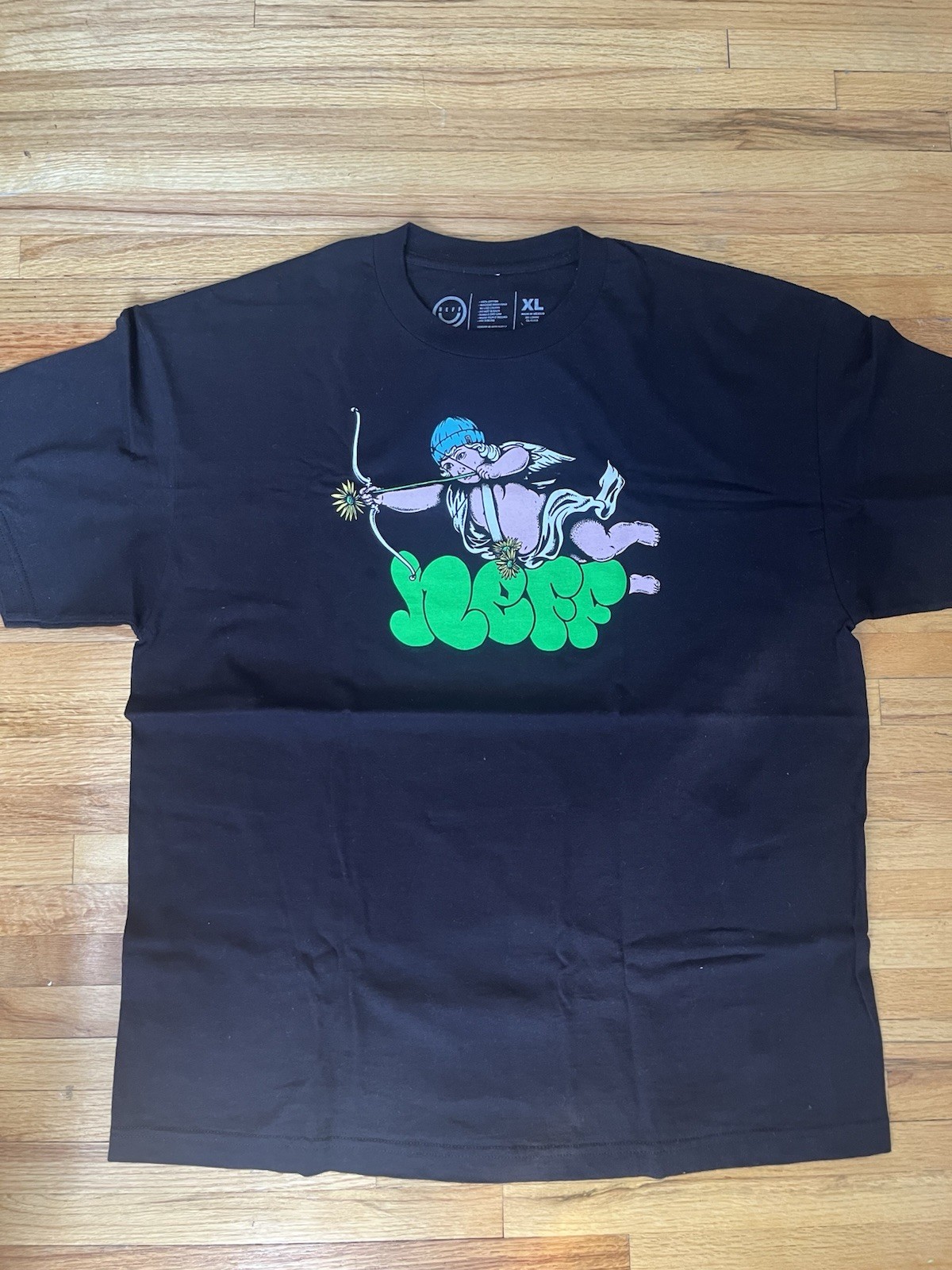 Neff Men's Black Cupid Love Graphic Print Crew Neck T-Shirt XL Short Sleeve gallery