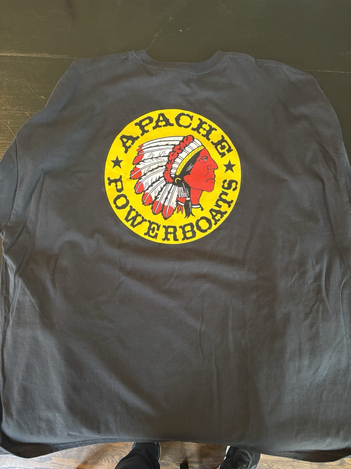 Long Sleeve Apache Power Boats T-shirt Men’s 4XL Black NEW