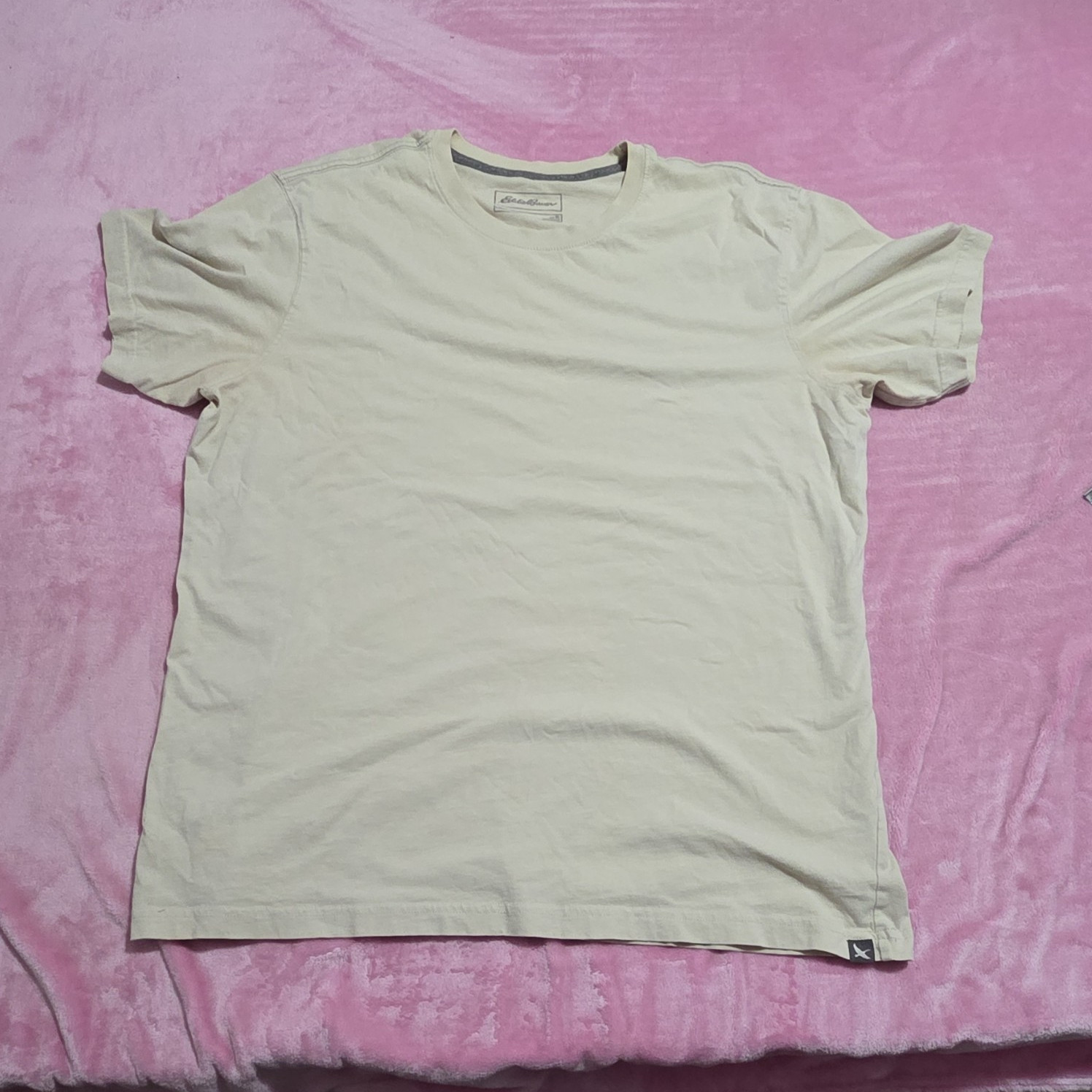Eddie Bauer Legendwash Men’s XL Crew Neck Short Sleeve Beige Logo Tee