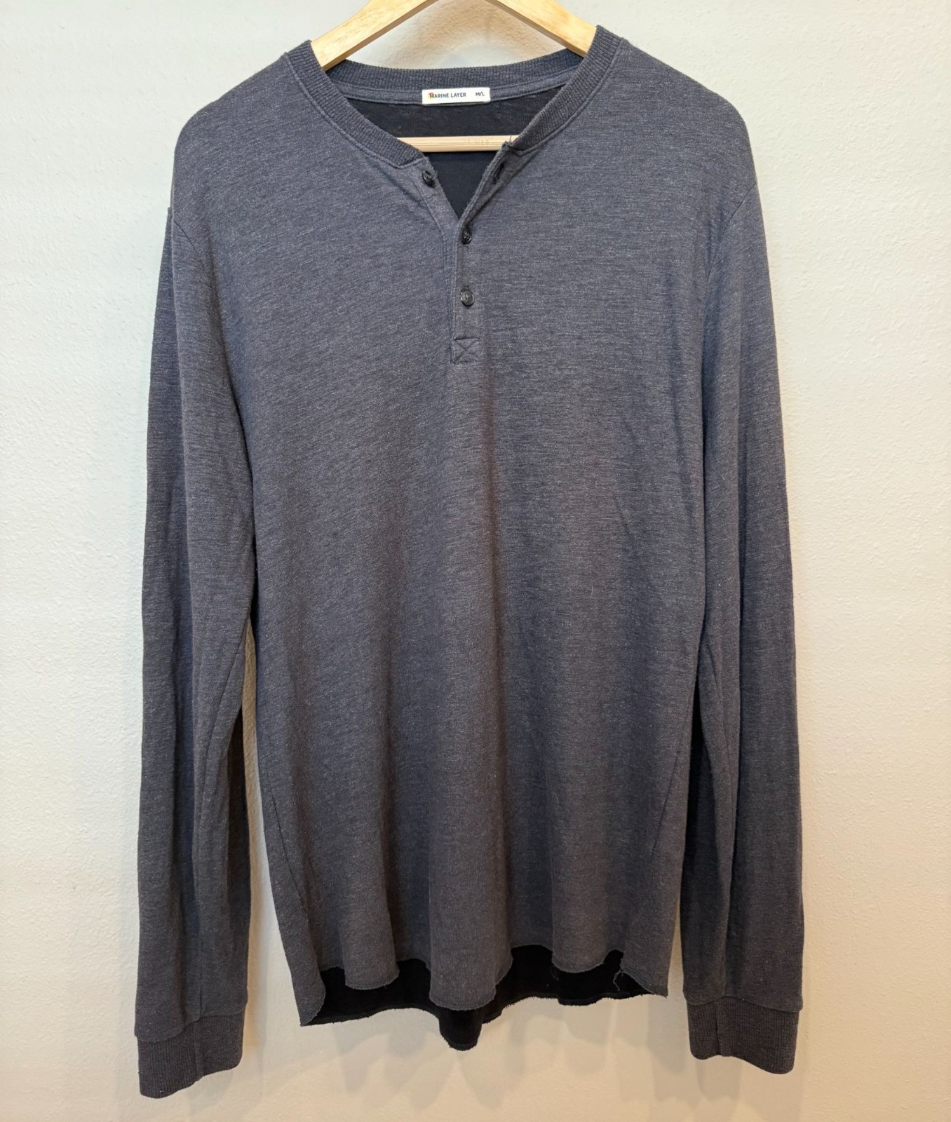 Marine Layer Mens Pullover Long Sleeve Henley Shirt M/L Gray Casual Soft Outdoor gallery