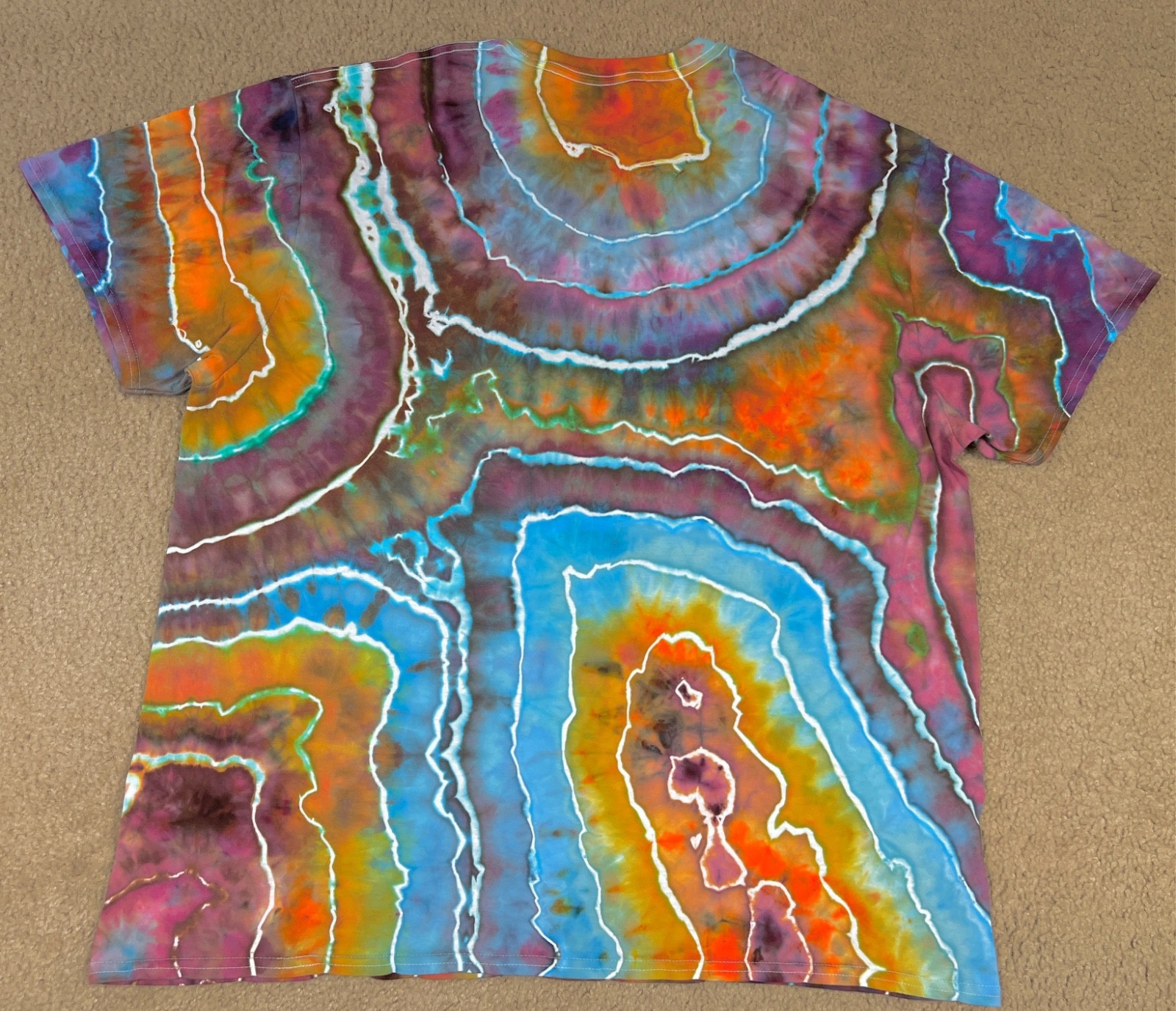 Handmade Ice Tie Dye T-Shirt 2XL Mens Womens Soft Cotton Red Blue Geode gallery