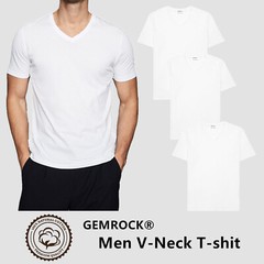 For Men 100% Cotton Thick Basic Tee Casual T-Shirt Crew V Neck White S-4XL Lot