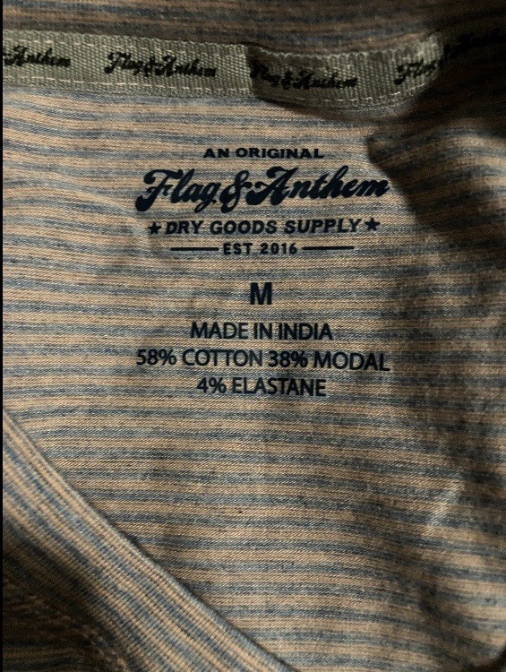 Flag & Anthem Men's Taupe Horizontal Grey Striped Short Sleeve T-Shirt Medium gallery