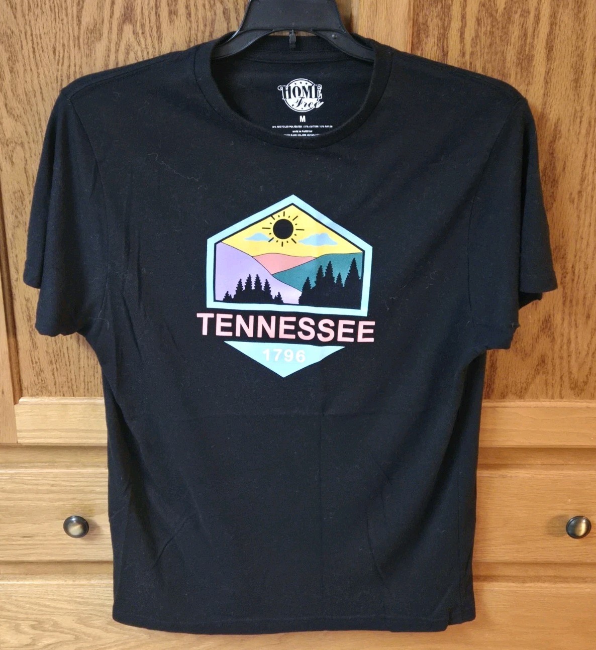 Home Free Tennessee State 1796 – Unisex Black Polyester/Cotton/Rayon T-Shirt EUC