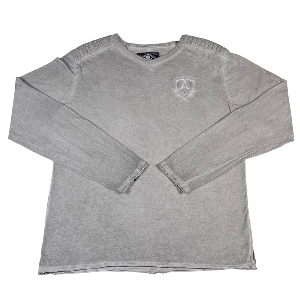 VTG Y2K Affliction Thermal Long Sleeve Shirt Men’s M Gray Biker Grunge USA Made