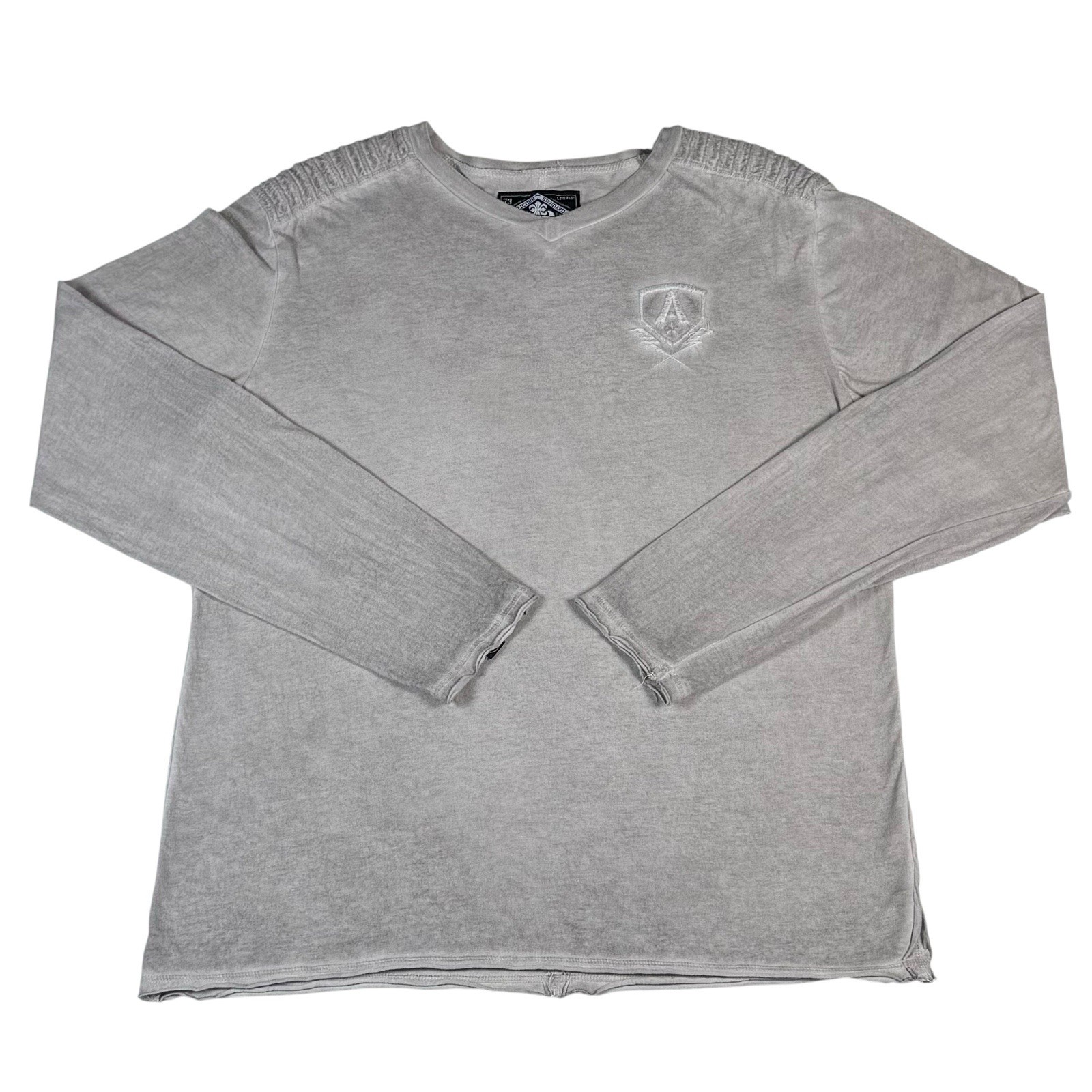 VTG Y2K Affliction Thermal Long Sleeve Shirt Men’s M Gray Biker Grunge USA Made