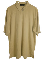 Bugatchi Uomo Men’s Beige 1/4 Zip Polo Shirt Short Sleeve Size L