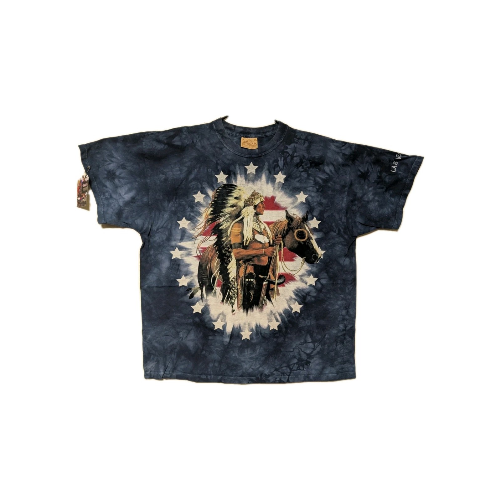 The Mountain Mens T-shirt Vintage Blue Chief On Horseback Leather Tag XL #6118 gallery