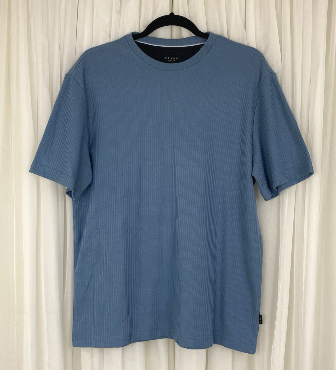 Ted Baker London Mens Sz M Blue Ribbed Knit Short Sleeve T Shirt New