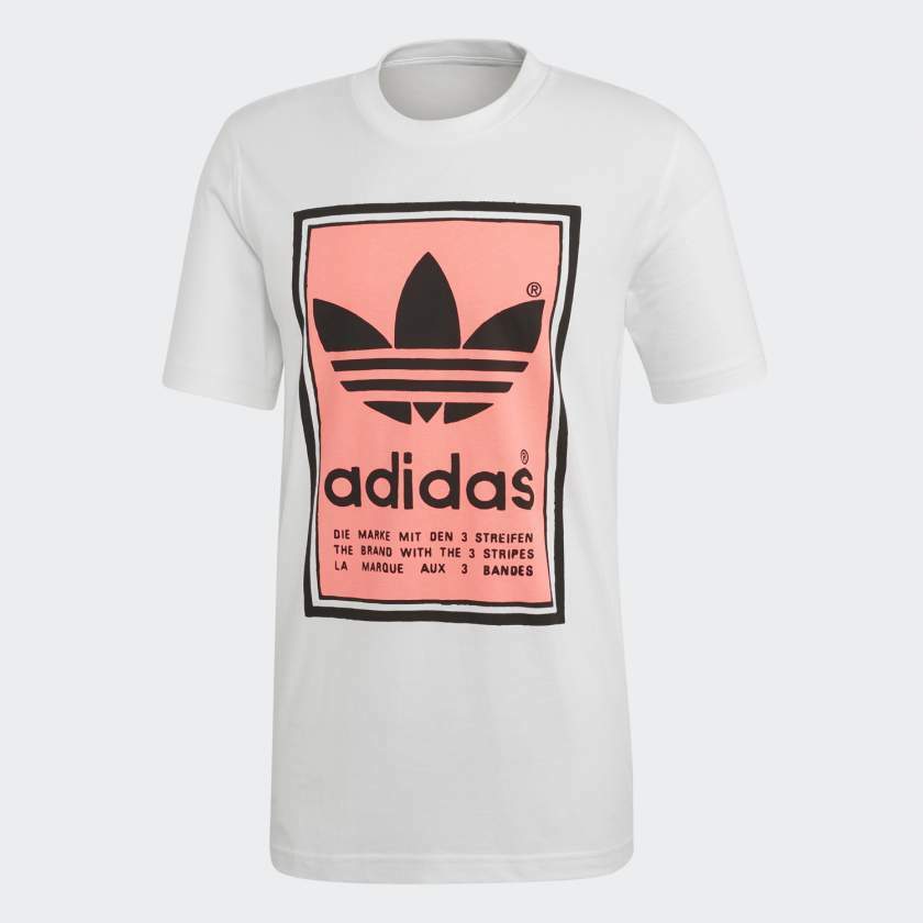 Adidas Originals Filled Label T-Shirt White/Flash Red Men’s Medium Large BNWT
