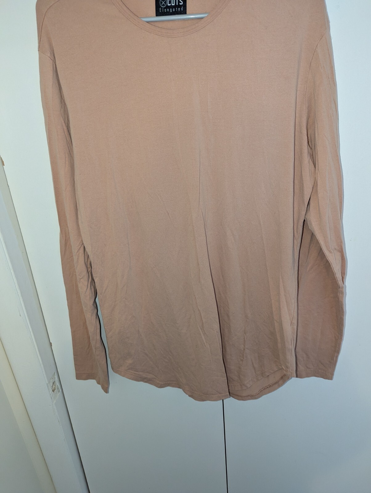 Cuts Clothing Elongated Long Sleeve T Shirt Mens Size L Coral Pink Cotton Blend gallery