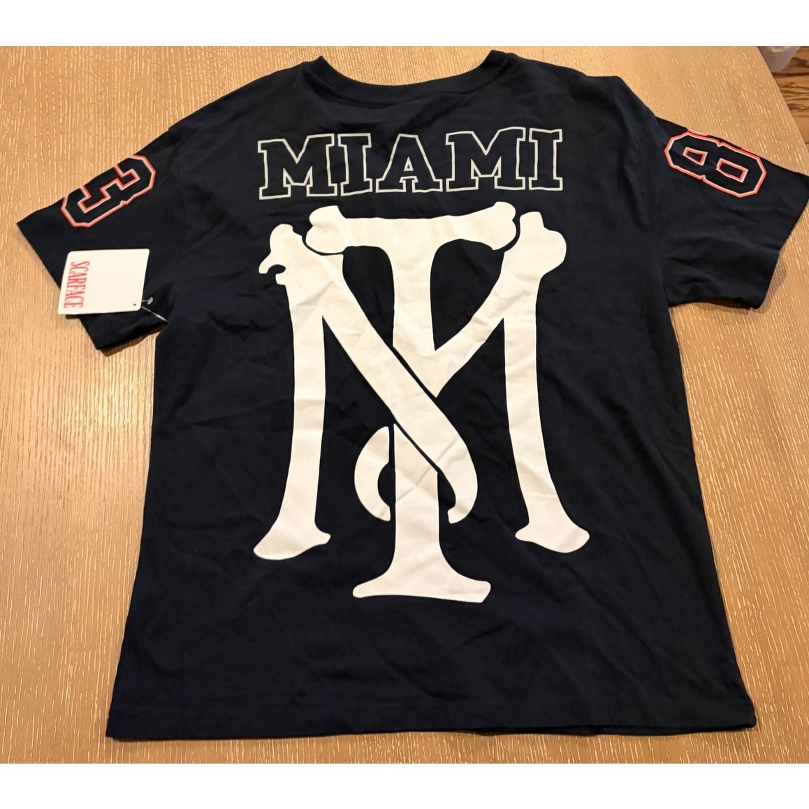 Scarface Tony Montana Miami Jersey Style Graphic T-Shirt Black Red Men's M gallery
