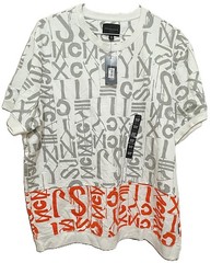 NEW Sean John Off White All Over Orange and Gray Graphics T Shirt Size 2XL Tags