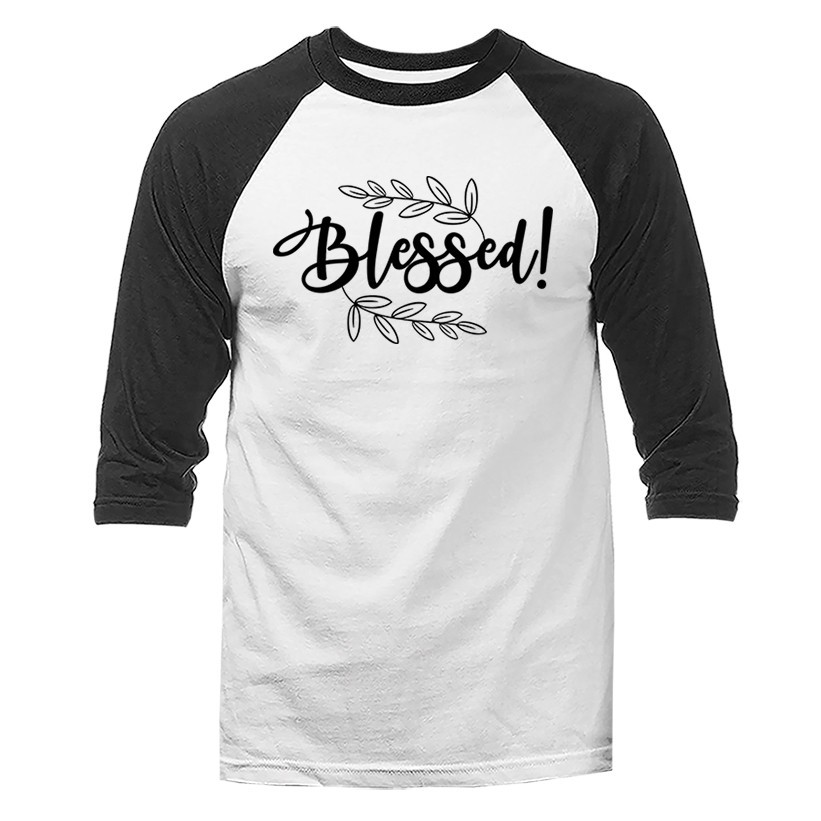 Blessed Christian Religious God Bible Church Jesus Christ 3/4 Sleeve Raglan gallery
